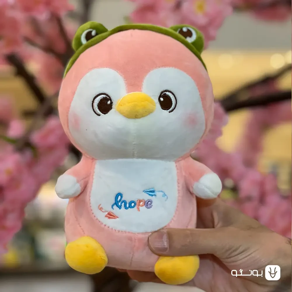 خرید عروسک پنگوئن چشم قورباغه ای صورتی - فروشگاه بونگو