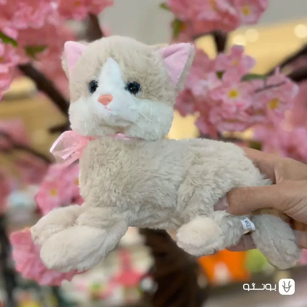 خرید عروسک گربه نشسته خاکی کوچک - فروشگاه بونگو