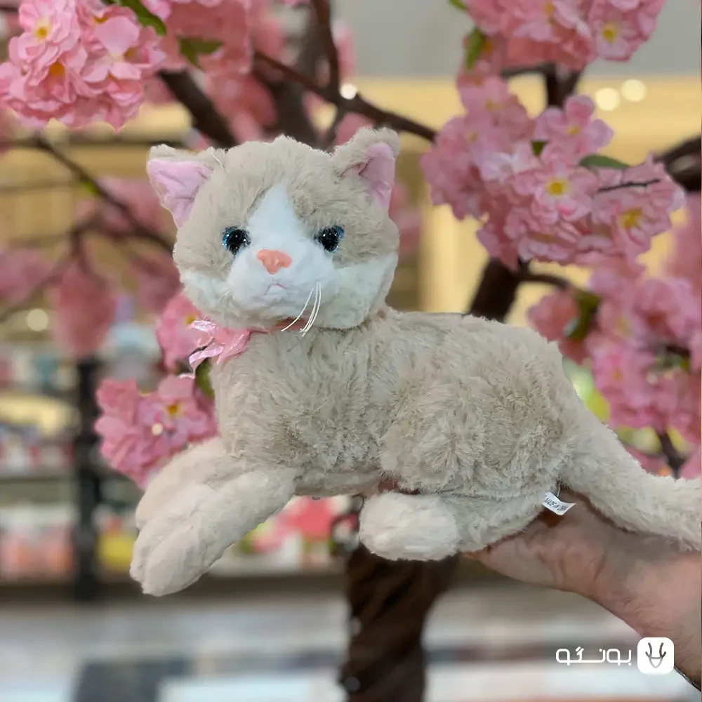 خرید عروسک گربه نشسته خاکی بزرگ - فروشگاه بونگو