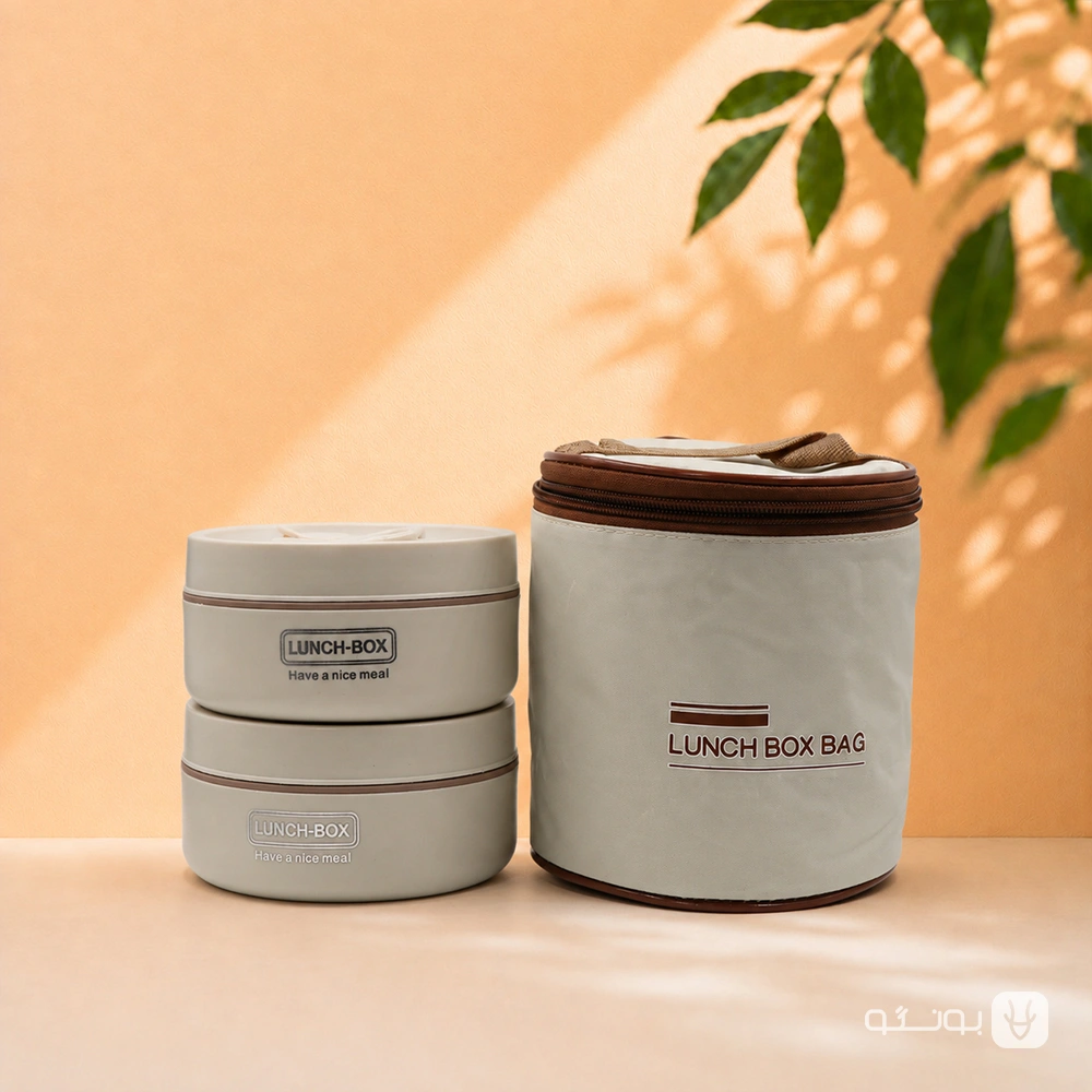 خرید ظرف غذا دوطبقه گرد داخل استيل كاوردار - فروشگاه بونگو